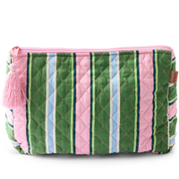 Catus Stripe Quilted Cotton Toiletry Purse