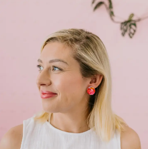 Pink Nade X Grotti Lotti | Bonnie Studs | Magical Mop Tops Print Statement Studs