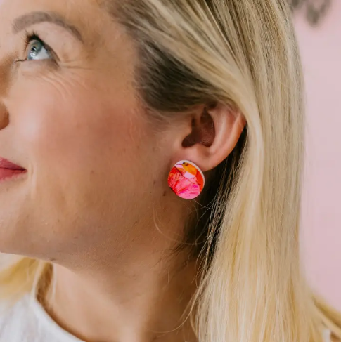 Pink Nade X Grotti Lotti | Bonnie Studs | Magical Mop Tops Print Statement Studs