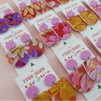 Pink Nade X Alex Mason | Kate | Poppy and Daisy Print Dangle Earrings