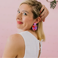 Pink Nade X Alex Mason | Kate | Poppy and Daisy Print Dangle Earrings