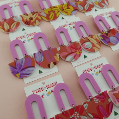 Pink Nade X Alex Mason | Shanice | Poppy and Daisy Print Dangle Earrings