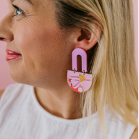 Pink Nade X Alex Mason | Shanice | Poppy and Daisy Print Dangle Earrings