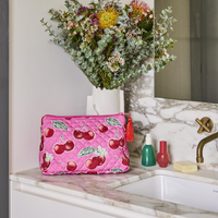 Cherry Blossom Quilted Cotton Toiletry Purse