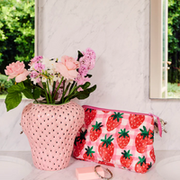Strawberry Jam Quilted Cotton Toiletry Purse