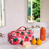 Strawberry Jam Quilted Cotton Toiletry Case