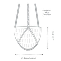 Angus & Celeste Macrame Hanging Planter small dimensions