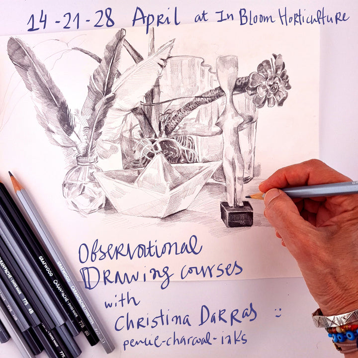 Observational Drawing Series with Christina Darras  APRIL 14 pencil, APRIL 21 charcoal, APRIL 28 ink