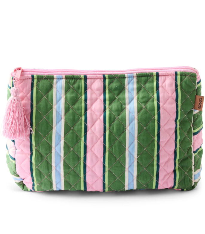 Catus Stripe Quilted Cotton Toiletry Purse