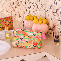 Popping Flowers Quilted Cotton Toiletry Purse
