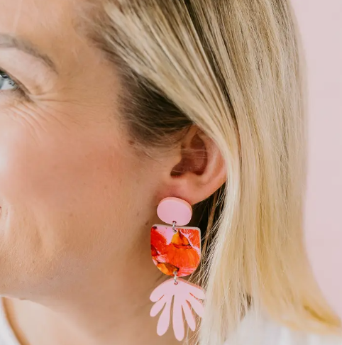 Pink Nade X Grotti Lotti | Jayne | Magical Mop Tops Print Dangle Earrings
