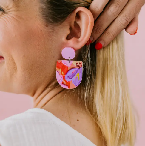 Pink Nade X Alex Mason | Kate | Poppy and Daisy Print Dangle Earrings