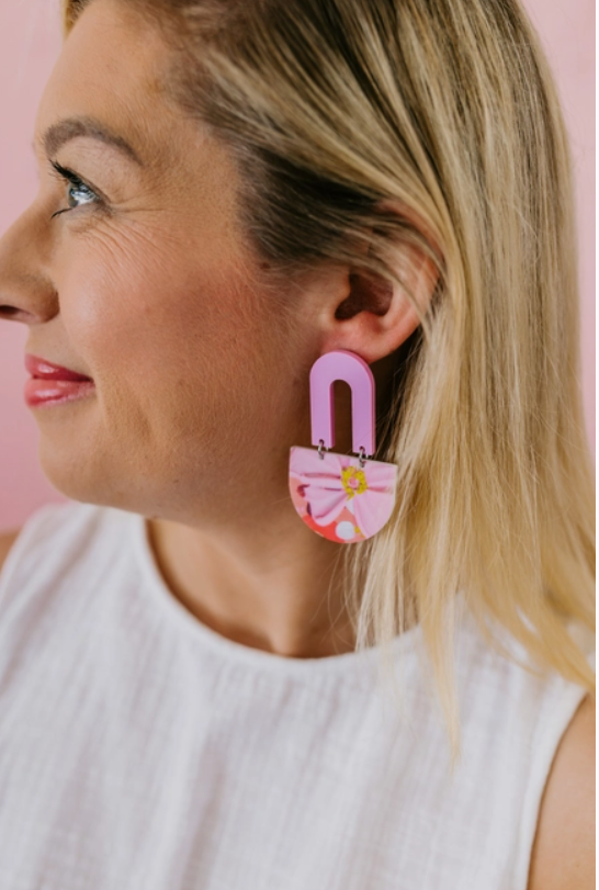 Pink Nade X Alex Mason | Shanice | Poppy and Daisy Print Dangle Earrings