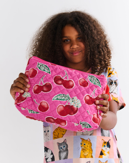 Cherry Blossom Quilted Cotton Toiletry Purse