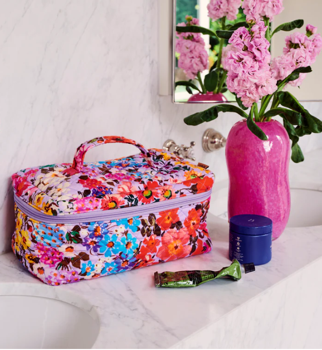Forever Floral Lilac Quilted Cotton Toiletry Case