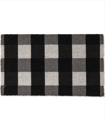 Black & White Gingham Coir Door Mat