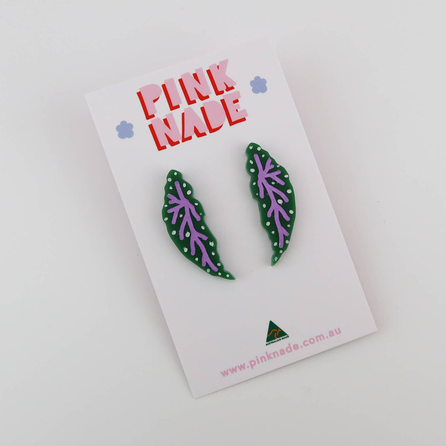 Begonia Leaf Statement Studs