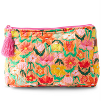 Popping Flowers Quilted Cotton Toiletry Purse