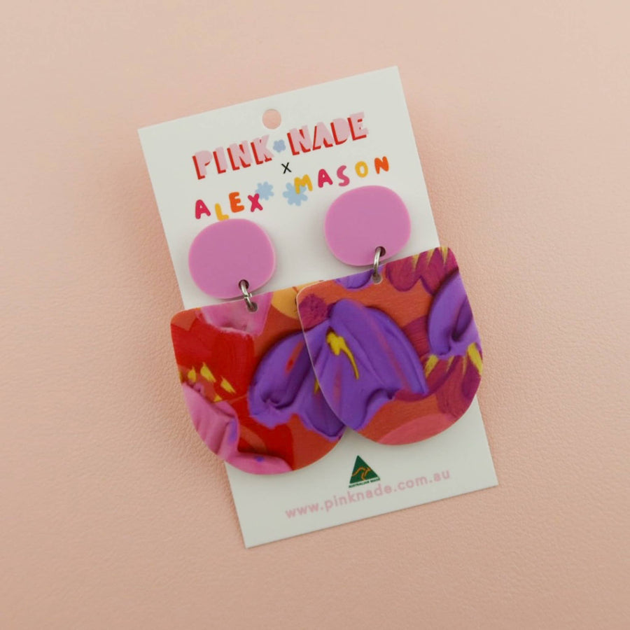 Pink Nade X Alex Mason | Kate | Poppy and Daisy Print Dangle Earrings