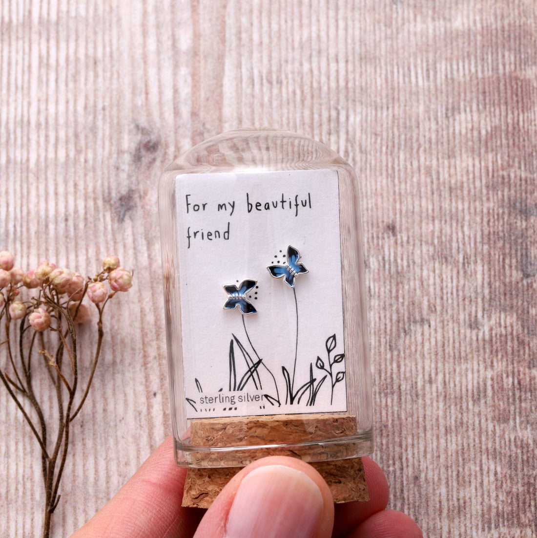 Attic Creations | FOR MY FRIEND | Blue enamel butterfly earrings