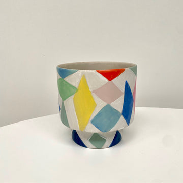 Clare Whitney Hand Painted  Pot | pedestal