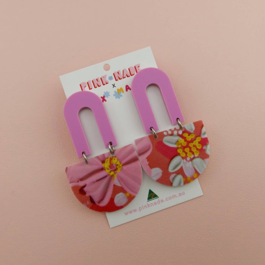 Pink Nade X Alex Mason | Shanice | Poppy and Daisy Print Dangle Earrings