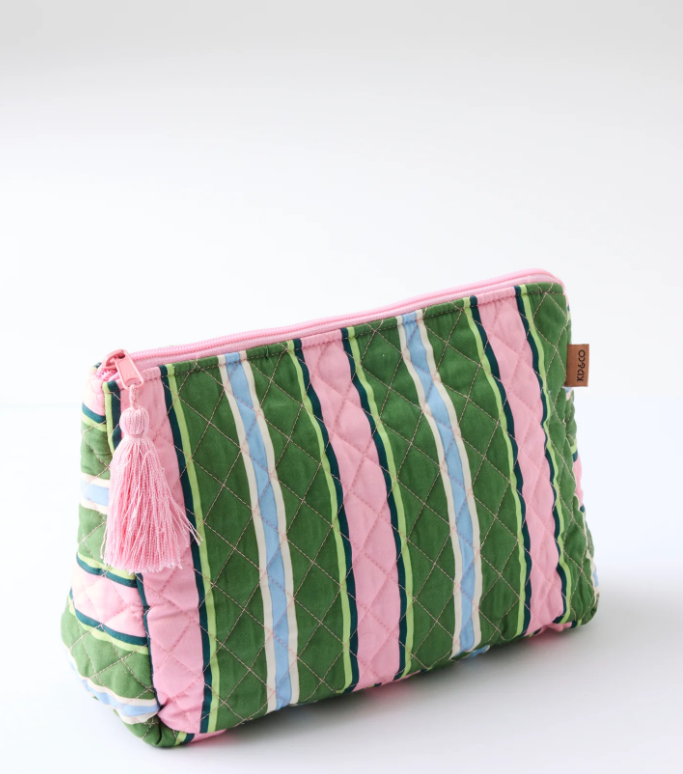 Catus Stripe Quilted Cotton Toiletry Purse
