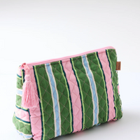 Catus Stripe Quilted Cotton Toiletry Purse