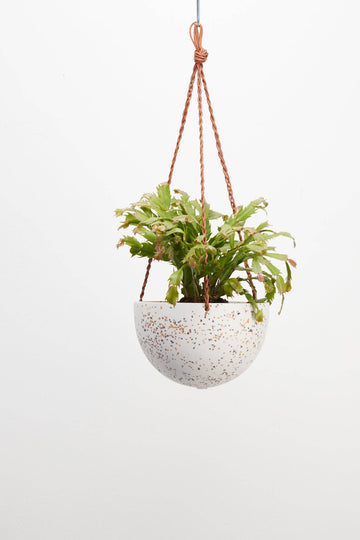 Terrazzo Dome Hanging Pot - White Terrazzo