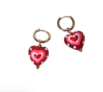 Red Love Heart Hoop Earrings