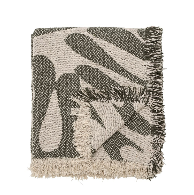 Alk Recycled Cotton Throw | Green | Bloomingville