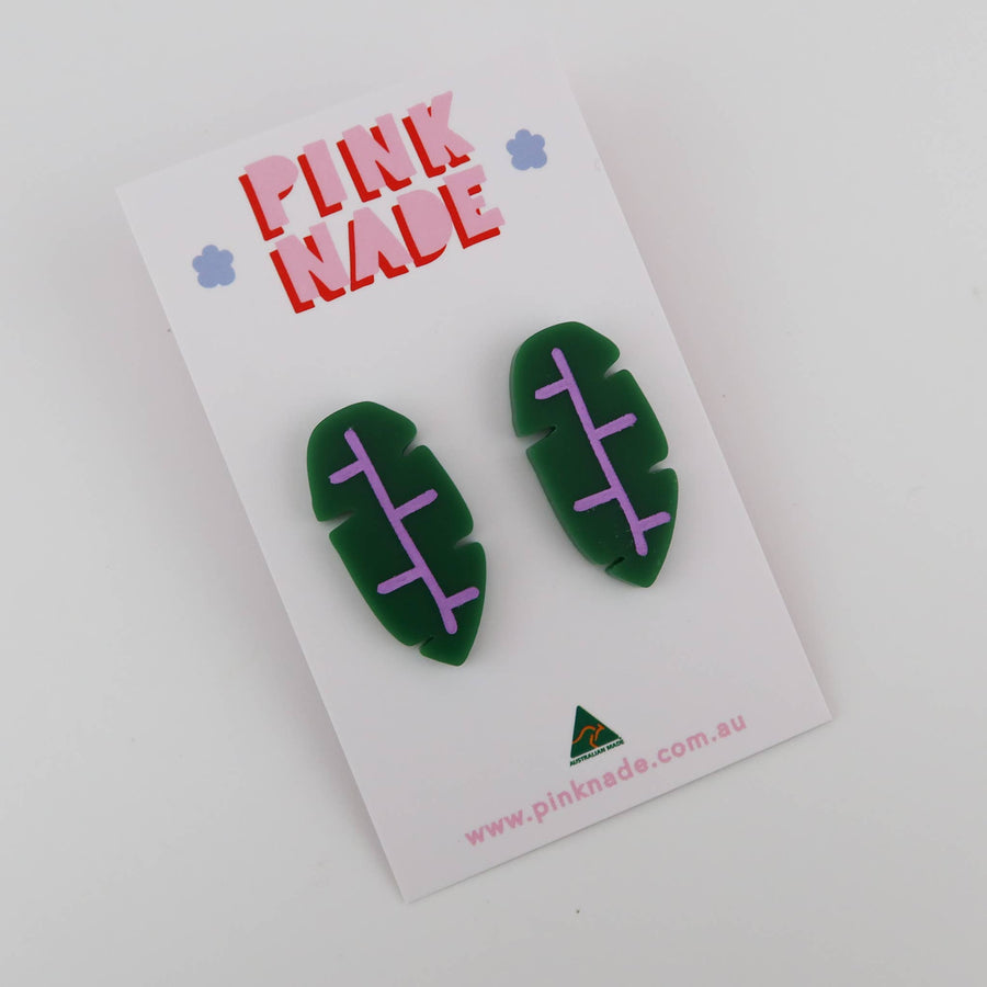 Banana Leaf Statement Studs