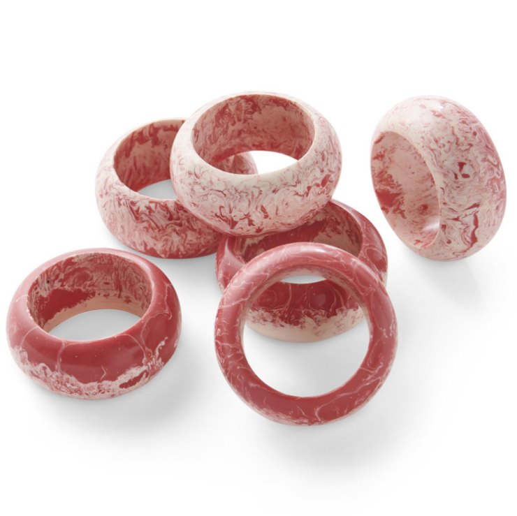 PINK MARBLE NAPKIN RINGS 6pk