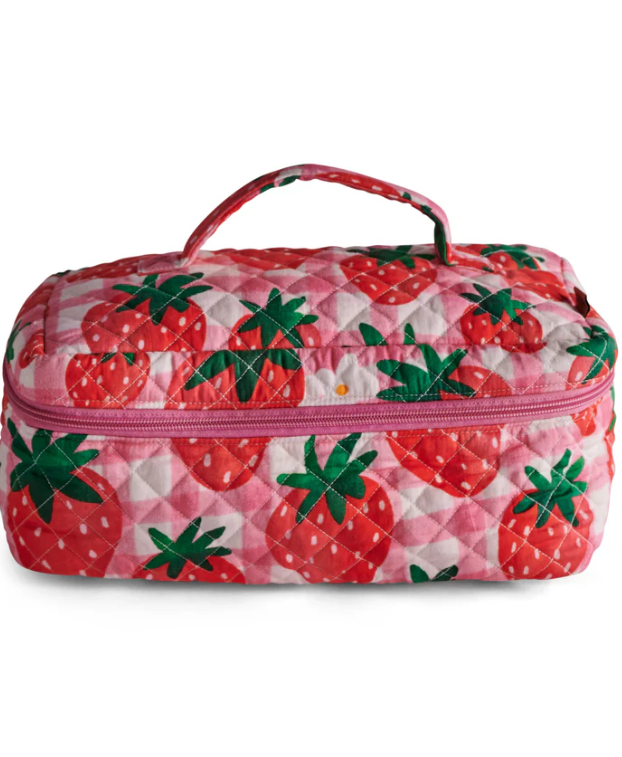 Strawberry Jam Quilted Cotton Toiletry Case