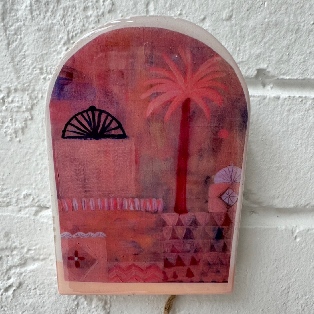 Pink Palm small arch wall tile