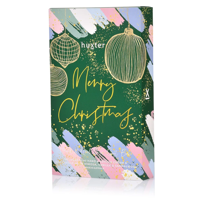 HUXTER | Hand & Nail Care Gift Box | Green Xmas Baubles
