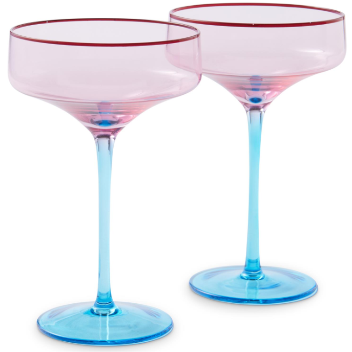 ROSE WITH A TWIST MARGARITA GLASS set of 2