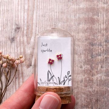 Attic Creations | JUST SPARKLE | Four gem flower earrings/GOLD/PINK