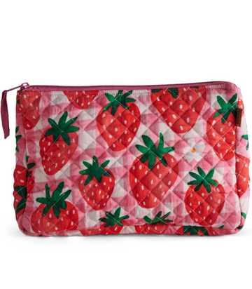 Strawberry Jam Quilted Cotton Toiletry Purse