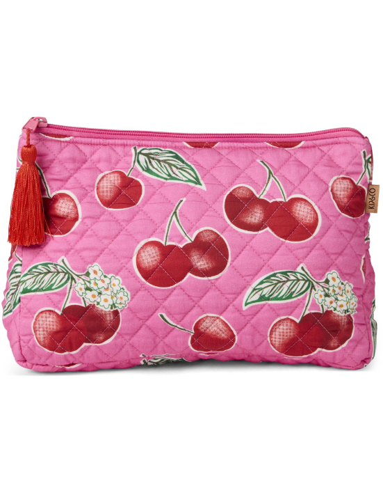 Cherry Blossom Quilted Cotton Toiletry Purse
