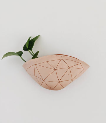 Half Light Honey - Geotriangle Wall Planter in Pink & Red Terracotta