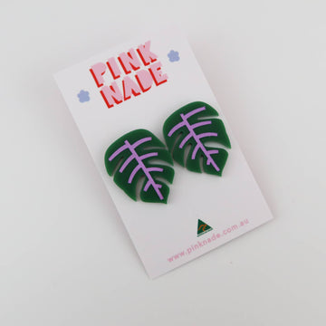 Monstera Leaf Statement Studs