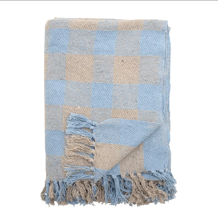 Largs Recycled Cotton Throw | Blue | Bloombingville