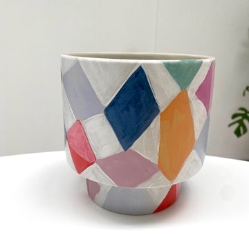 Clare Whitney Hand Painted  Pot | pedestal