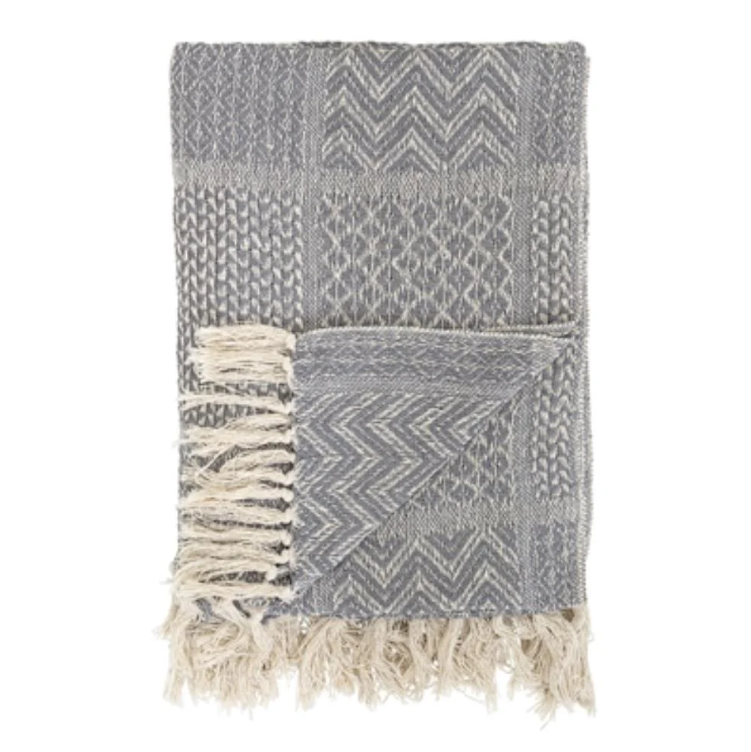Rodion Recylcled Cotton Throw | Blue / Grey | Bloomingville