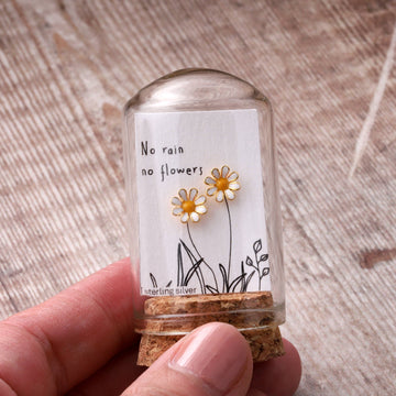 Attic Creations | No Rain No Flowers | enamel daisy earrings