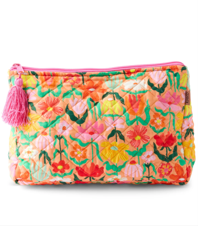 Popping Flowers Quilted Cotton Toiletry Purse