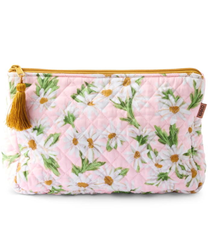 Sweet Daisy Quilted Cotton Toiletry Purse