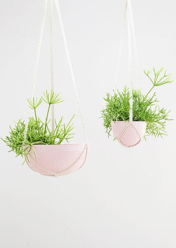 Angus & Celeste Macrame Hanging Planters Bright Pink